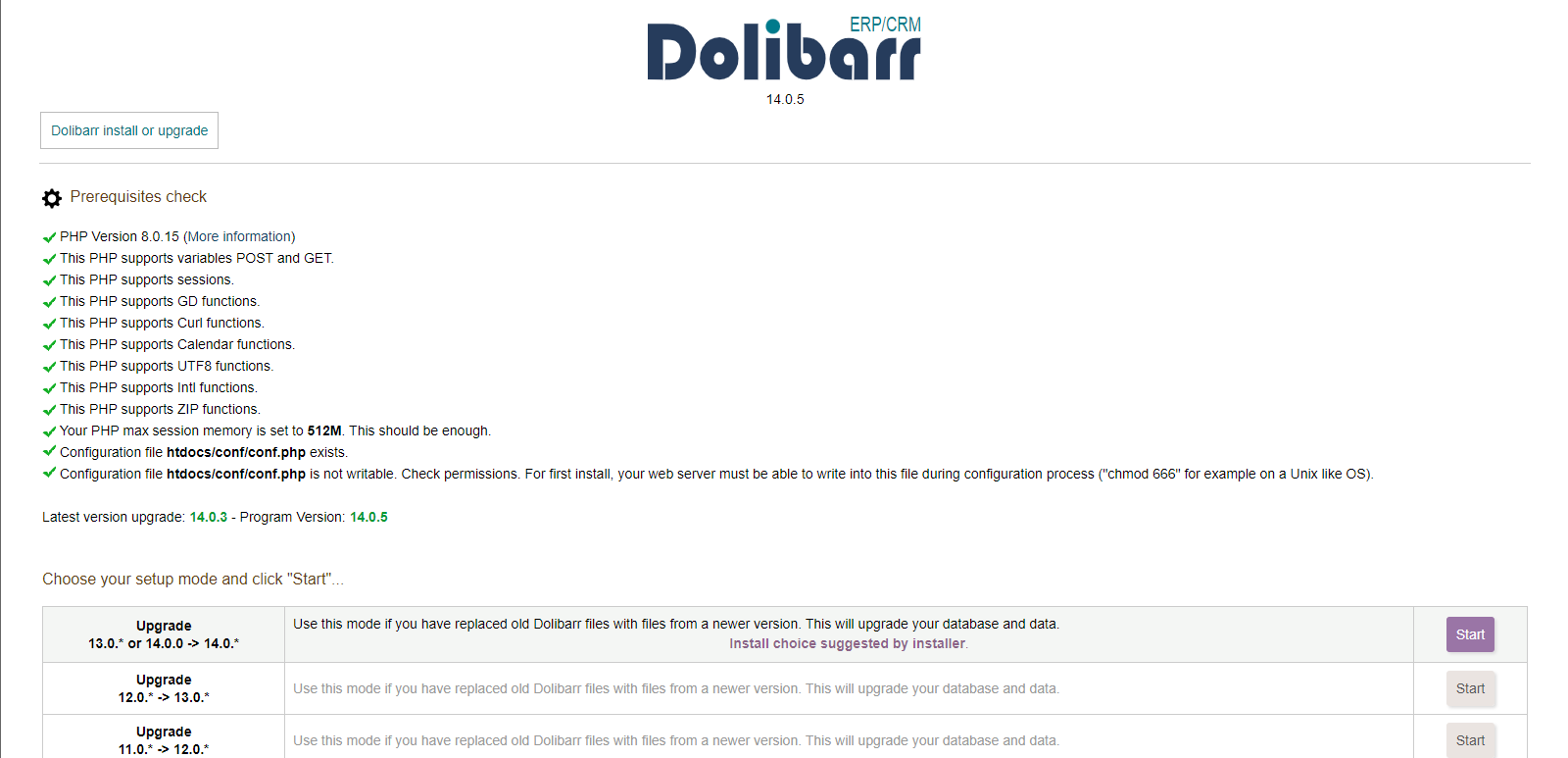 Actualizar versión de Dolibarr