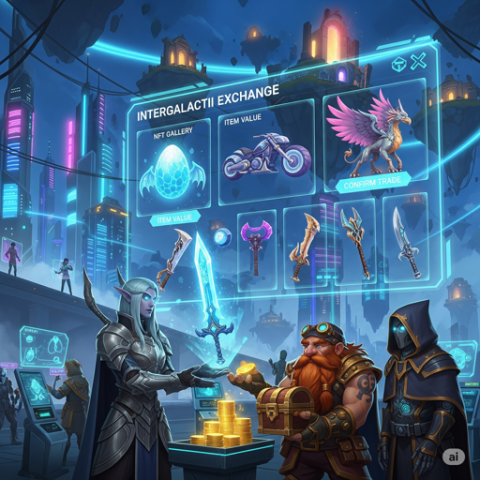 Imagen generada por IA. Transaccion en un videojuego