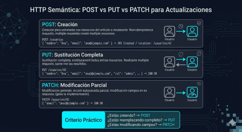 Imagen generada por IA. Esquema POST PUT PATCH
